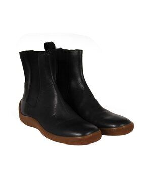 Gucci Rubber Sole Chelsea Boots Size US8 EU38 Black Leather Brown Vintage Puddle